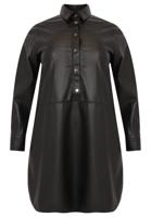 Yoek Blouse-jurk LEATHER | Zwart | Maat 46/48 Yoek Blouse-jurk LEATHER | Zwart | Maat 46/48