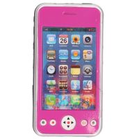 Speelgoed smartphone/mobiele telefoon roze met licht en geluid 11 cm - thumbnail