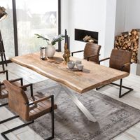 Artistiq Boomstam Eettafel 'Rochelle' Mangohout, 180 x 90cm, kleur Zilver Artistiq Boomstam Eettafel 'Rochelle' Mangohout, 180 x 90cm, kleur Zilver