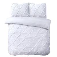 Dekbedovertrek Velvet Pintuck - Eenpersoons (140x200 cm) - Wit Microvezel - Dessin: Patroon - Sleeptime - Dekbed-Discounter.nl