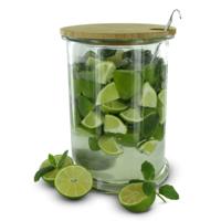 Home Deco Factory Drank Sangria container - 5 liter - glas - met deksel en lepel Home Deco Factory Drank Sangria container - 5 liter - glas - met deksel en lepel