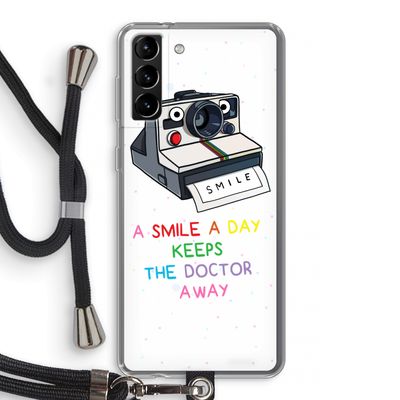 Smile: Samsung Galaxy S21 Plus Transparant Hoesje met koord