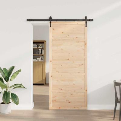 Schuifdeur Bruin 80 x 208 cm Massief grenenhout