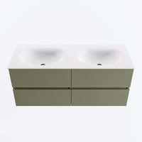 MONDIAZ VICA 120cm badmeubel onderkast Army 4 lades. Wastafel MOON dubbel zonder kraangat, kleur Talc.