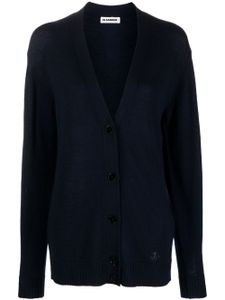 Jil Sander cardigan en maille fine à col v - Bleu