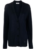 Jil Sander cardigan en maille fine à col v - Bleu