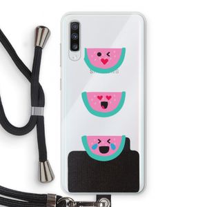 Smiley watermeloen: Samsung Galaxy A70 Transparant Hoesje met koord