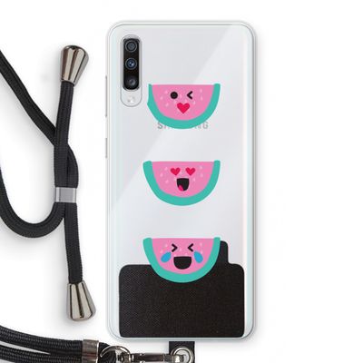 Smiley watermeloen: Samsung Galaxy A70 Transparant Hoesje met koord