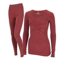 Xtreme Thermoset Dames Merino Wol - Thermoshirt + Thermolegging - Red Melange-XL
