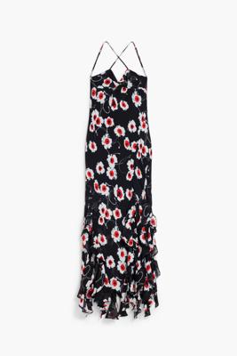 Midijurk met klaprozen en ruches - BLACK - XL