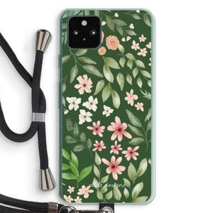 Botanical green sweet flower heaven: Pixel 5a 5G Transparant Hoesje met koord