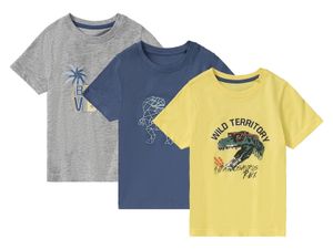 lupilu 3 jongens t-shirts  (98/104, Geel/grijs/blauw)