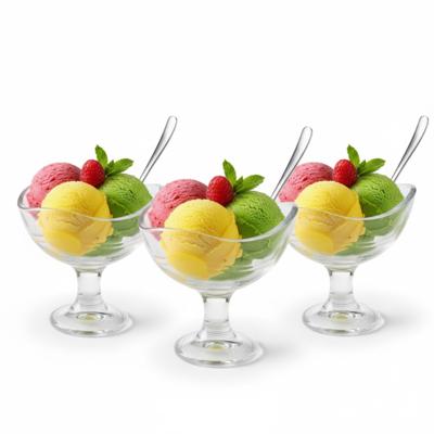 Alessandro ijscoupe Maui - 3x stuks - glas - kristal - 180 ml - 10 x 10 x 10 cm - ijs schaaltjes