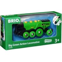 BRIO World - 33593 - Krachtige groene locomotief met batterijen - houten speelgoed