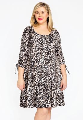 Yoek Jurk met volants | Bruin | Maat 58/60