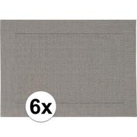 Tafel Placemats - 6x stuks - grijs - gevlochten - 45 x 30 cm - onderleggers