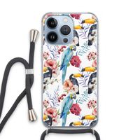 Bloemen tukan: iPhone 13 Pro Transparant Hoesje met koord