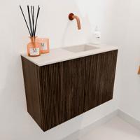 Toiletmeubel Mondiaz Joya Dlux | 60 cm | Meubelkleur Walnut | Faye wastafel Meli Wasbak Rechts | Zonder kraangat(en)