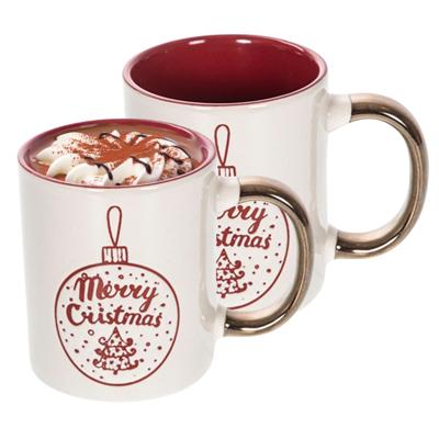 Kerst mok - 2x - Merry Christmas - 300 ml - keramiek - koffiemok - cadeau - kerstbeker - theemok Kerst mok - 2x - Merry Christmas - 300 ml - keramiek - koffiemok - cadeau - kerstbeker - theemok