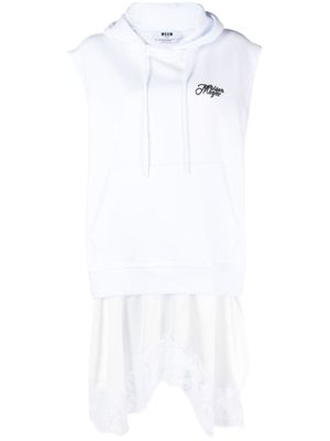 MSGM robe courte à logo imprimé - Blanc