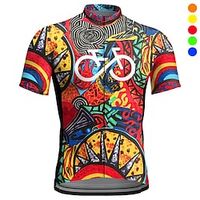 Voor heren Wielrenshirt Korte mouw Fietsen Shirt Kleding Bovenlichaam met 3 achterzakken Bergracen Wegwielrennen Ademend Sneldrogend Vochtregelerend Reflecterende strips Geel Rood Blauw Grafisch Lightinthebox - thumbnail