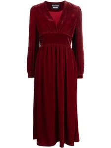 Boutique Moschino robe mi-longue en velours à col v - Rouge