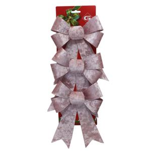 Kerstornamenten strikken - 3x st - velvet roze - 15 x 24 cm - kerstboomstrikjes