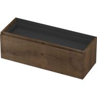 INK - Onderkast 1L met Binnenlade Greeploos Houten Keerlijst Fineer Zonder Sifonuitsparing in Binnenlade - 1200x450x400 Mm - Chocolate Fineer