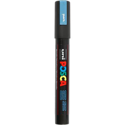 Uni-Posca Posca marker, afm pc-5m, lijndikte 2,5 mm, medium, metallic blauw, 1 stuk