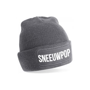 Sneeuwpop muts - unisex - one size - grijs - apres-ski muts