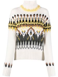 Ermanno Scervino pull en maille intarsia à col roulé - Blanc