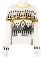 Ermanno Scervino pull en maille intarsia à col roulé - Blanc