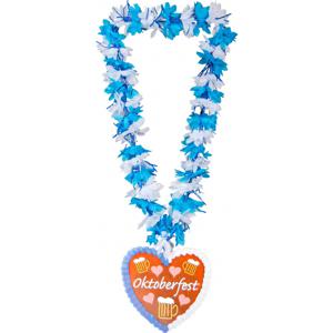 Bloemenkrans ketting voor Oktoberfest - blauw/wit - verkleed accessoires - Feestartikelen