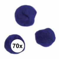 70x knutsel pompons 7 mm donkerblauw - thumbnail