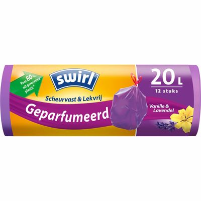Swirl pedaalemmerzakken vanille-lavendel 20 liter 12 stuks
