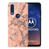 Motorola One Vision | TPU | Siliconen hoesje | Marmer Oranje Motorola One Vision | TPU | Siliconen hoesje | Marmer Oranje