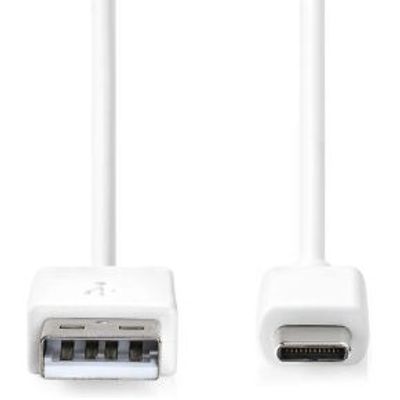USB-Kabel | USB 2.0 | USB-A Male | USB-C© Male | 480 Mbps | Vernikkeld | 2.00 m | Rond | PVC | Wit