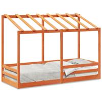 Kinderbed met bedhuis 75x190 cm massief grenenhout wasbruin - thumbnail