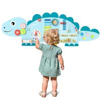 Dinosaurus-activiteitenwand Geschikt Voor Peuters 11-in-1 Montessori Houten Sensorisch Wandspel