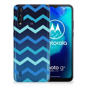 Motorola Moto G8 Power Lite TPU bumper Zigzag Blauw