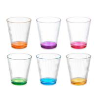 Vivalto Waterglazen/drinkglazen Colorama - 12x - transparant kleurenmix - 375 ml - 10 cm   - - thumbnail