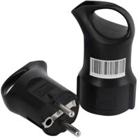 Zwarte Schuko Stekker Set met Contrastekker. Randaarde en Kinderbeveiliging