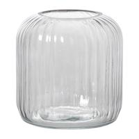 Windlicht ribbel middel - grijs - ø17.7x17.7 cm