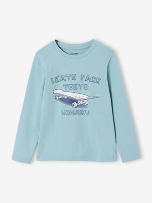 T-shirt voor jongens met print grijsblauw