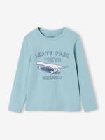 T-shirt voor jongens met print grijsblauw