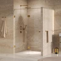 Brauer Void - Carving Nisdeur - 2-Delig - Helder Glas - 140 x 200 cm - Omkeerbaar - met Draaideur 70 cm - Aan Glas - incl. Glascoating - PVD Goud Geborsteld