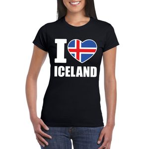 Zwart I love Ijsland fan shirt dames