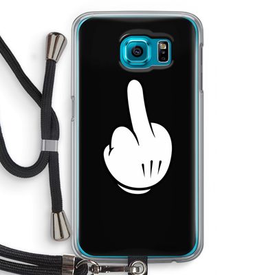 Middle finger black: Samsung Galaxy S6 Transparant Hoesje met koord