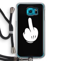 Middle finger black: Samsung Galaxy S6 Transparant Hoesje met koord