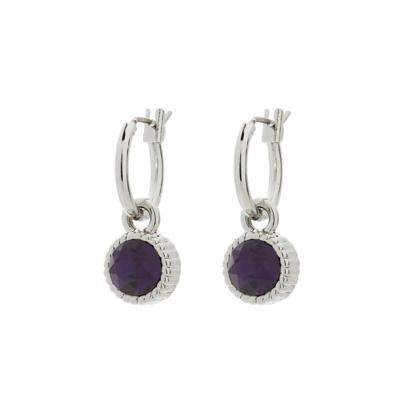 Biba Hang Oorbellen Zilver met Swarovski Steentje Purple Velvet